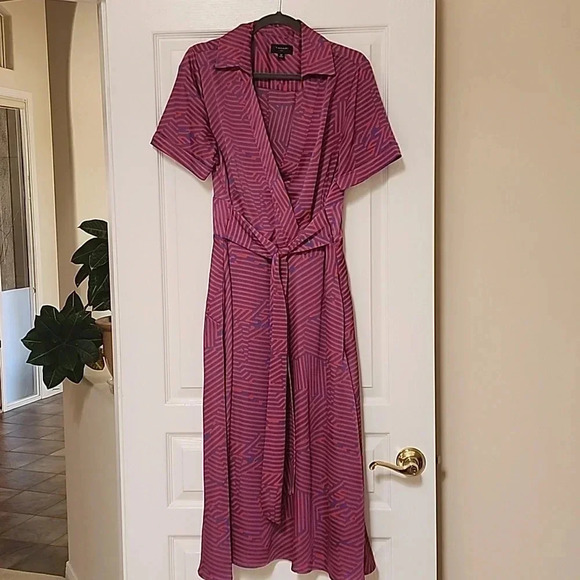 TAHARI ASL collared short sleeve wrap dress - Picture 1 of 5